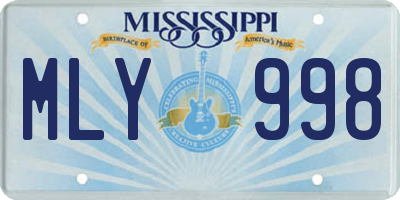 MS license plate MLY998