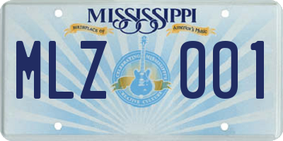 MS license plate MLZ001