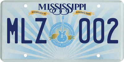 MS license plate MLZ002