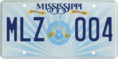 MS license plate MLZ004