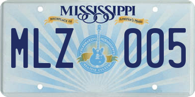 MS license plate MLZ005