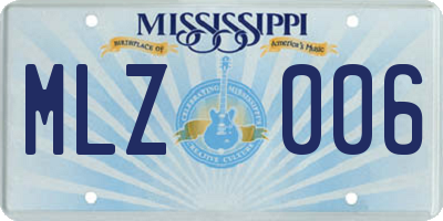 MS license plate MLZ006