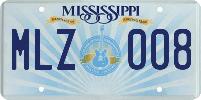 MS license plate MLZ008