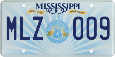 MS license plate MLZ009