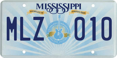 MS license plate MLZ010