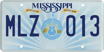 MS license plate MLZ013