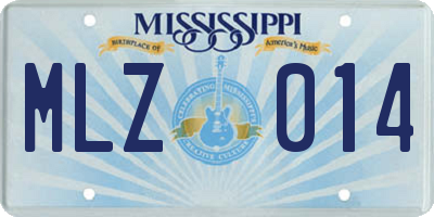 MS license plate MLZ014