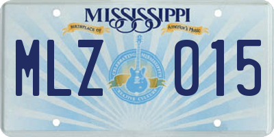 MS license plate MLZ015