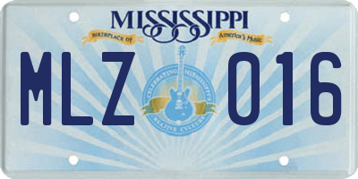 MS license plate MLZ016
