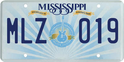MS license plate MLZ019