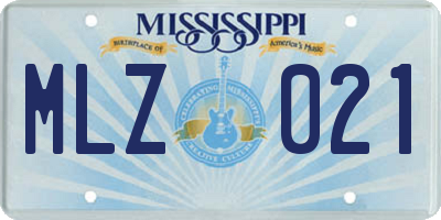 MS license plate MLZ021