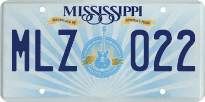 MS license plate MLZ022