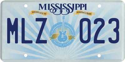 MS license plate MLZ023