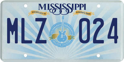 MS license plate MLZ024