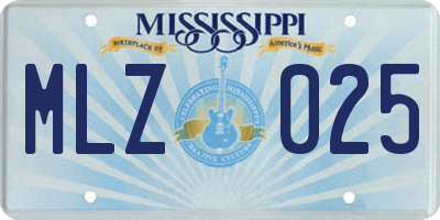 MS license plate MLZ025