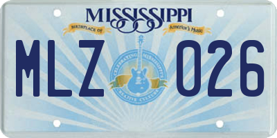 MS license plate MLZ026