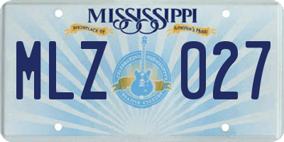 MS license plate MLZ027