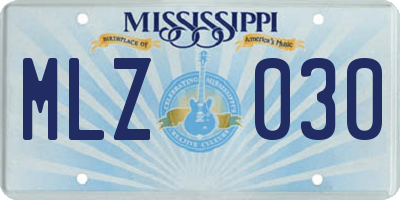 MS license plate MLZ030