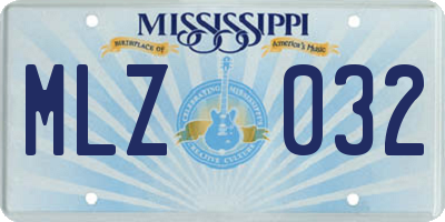 MS license plate MLZ032