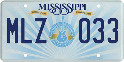 MS license plate MLZ033