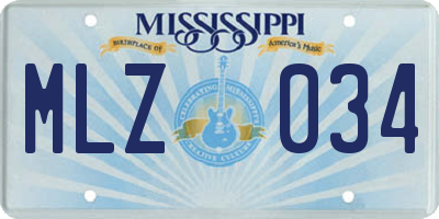 MS license plate MLZ034