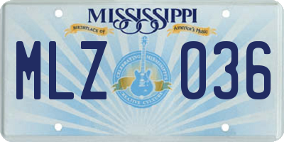 MS license plate MLZ036