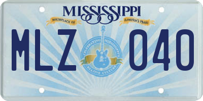 MS license plate MLZ040