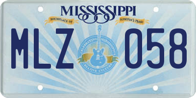 MS license plate MLZ058