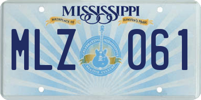 MS license plate MLZ061