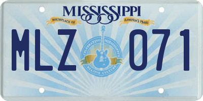 MS license plate MLZ071