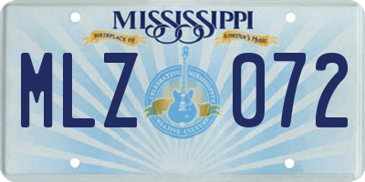 MS license plate MLZ072