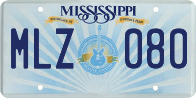 MS license plate MLZ080