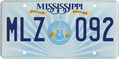 MS license plate MLZ092