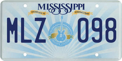 MS license plate MLZ098