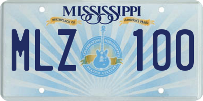 MS license plate MLZ100
