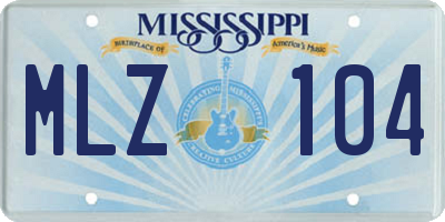 MS license plate MLZ104