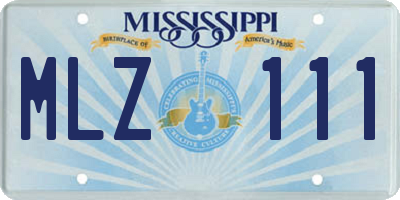 MS license plate MLZ111