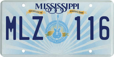 MS license plate MLZ116