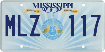 MS license plate MLZ117