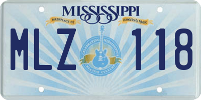 MS license plate MLZ118