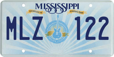 MS license plate MLZ122