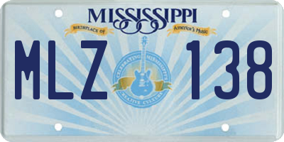 MS license plate MLZ138