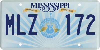 MS license plate MLZ172