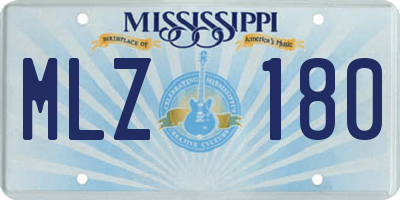 MS license plate MLZ180
