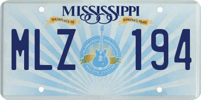 MS license plate MLZ194