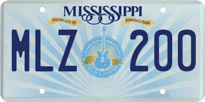 MS license plate MLZ200