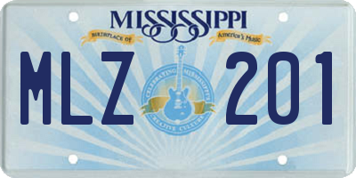 MS license plate MLZ201