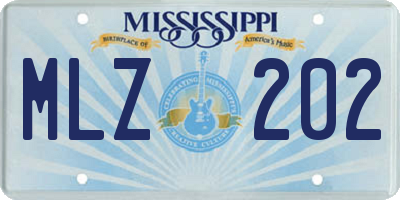 MS license plate MLZ202