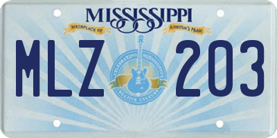 MS license plate MLZ203