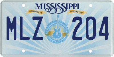 MS license plate MLZ204